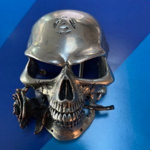 PEWTER RARE SKULL BELT BUCKLE.ALCHEMY GOTHIC 1996